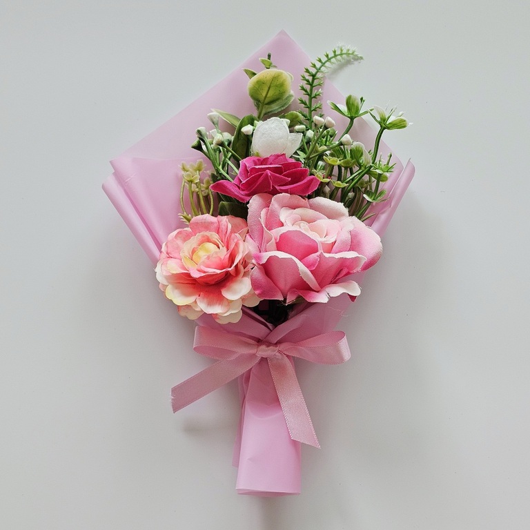 미니 조화꽃다발 진핑크