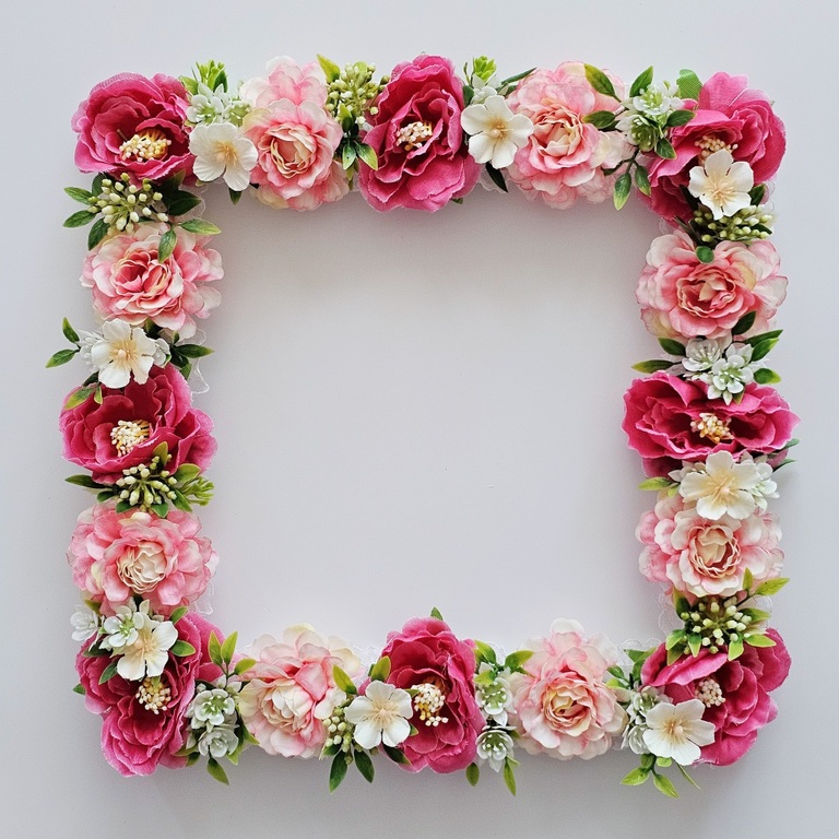 사각 리스  장미진핑크