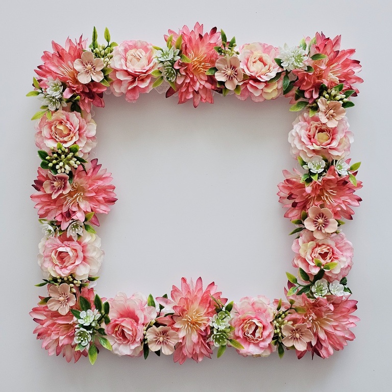 사각 리스 국화진핑크