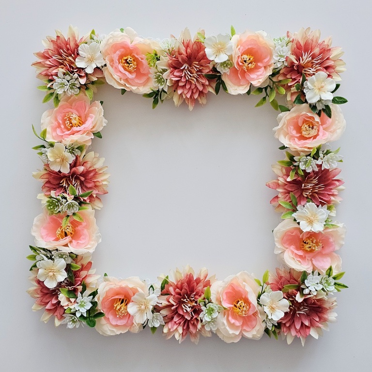 사각 리스 국화연핑크