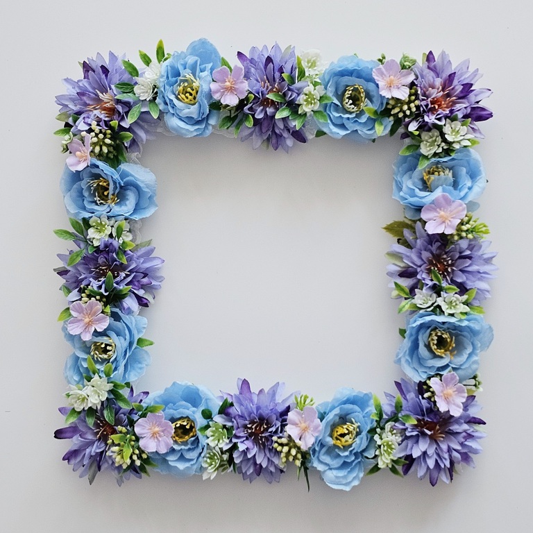 사각 리스 국화블루