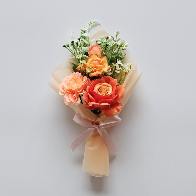 미니 조화꽃다발 오렌지