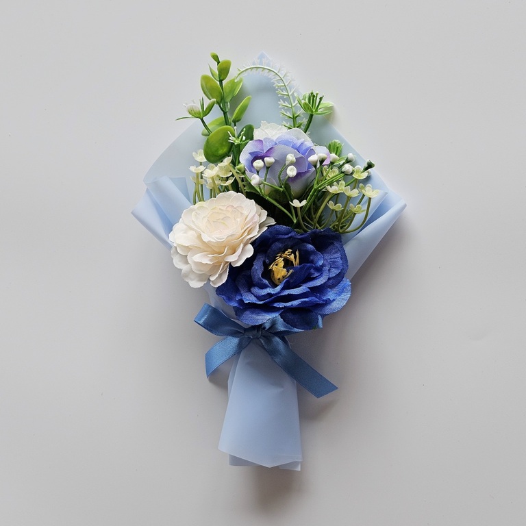 미니 조화꽃다발 블루