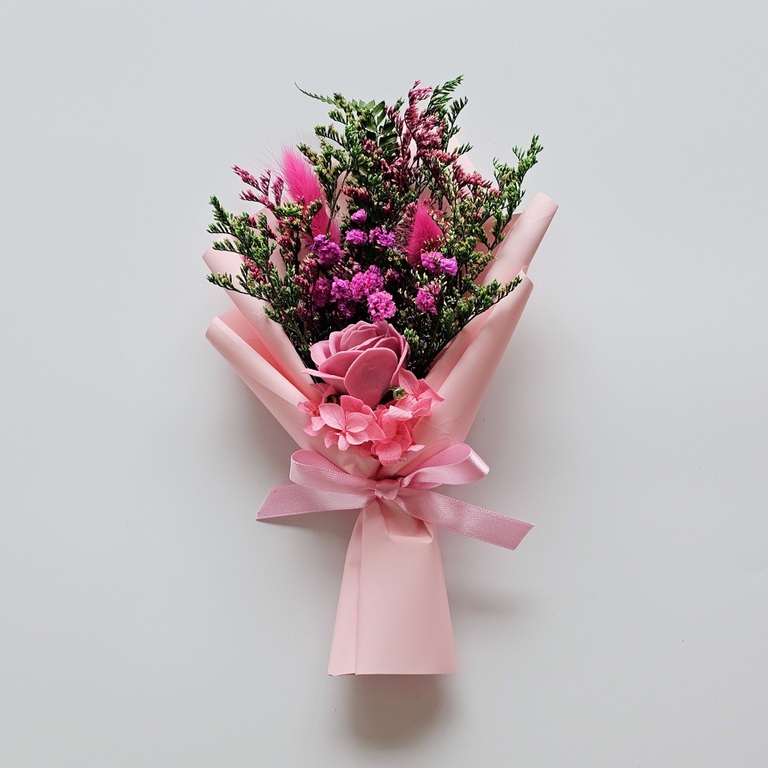 미니 프리저브드꽃다발 연핑크