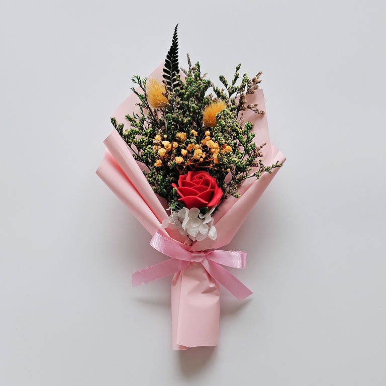 미니 프리저브드꽃다발 레드+오렌지